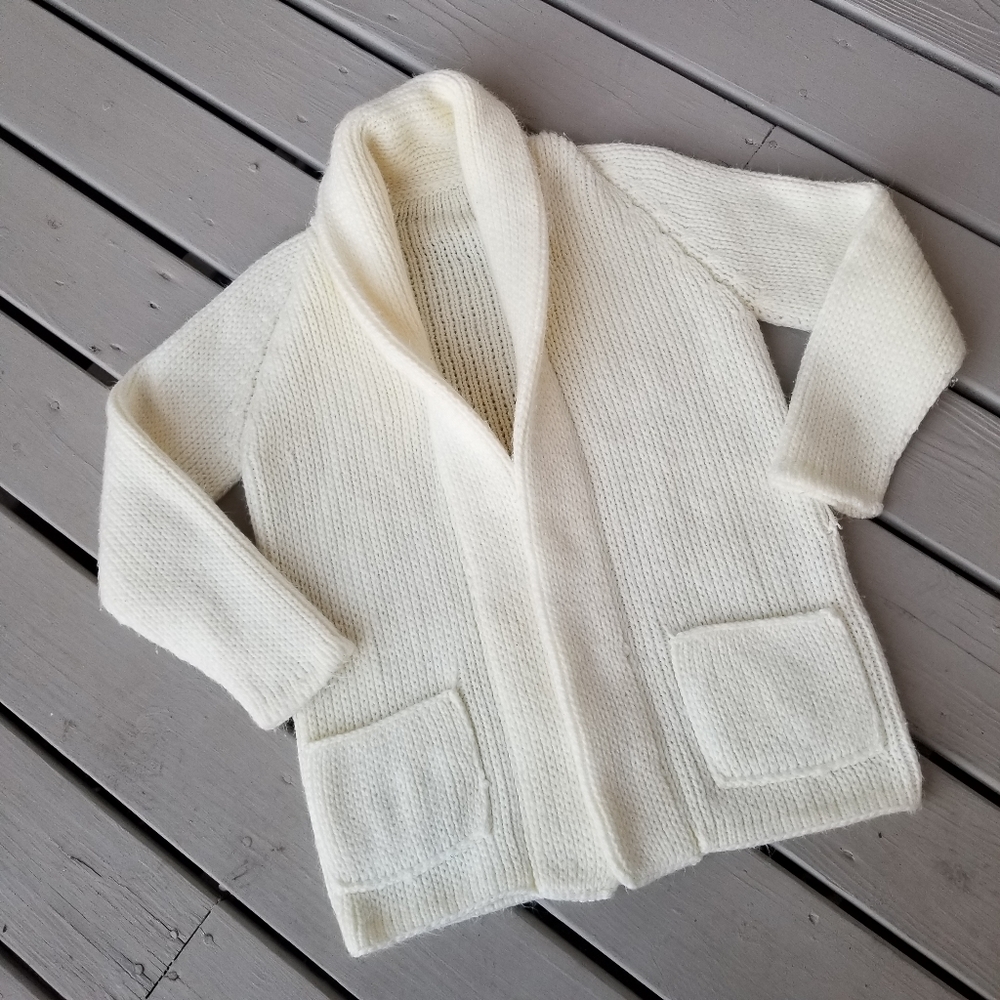 S/M chunky cream heavyweight sweater cardigan